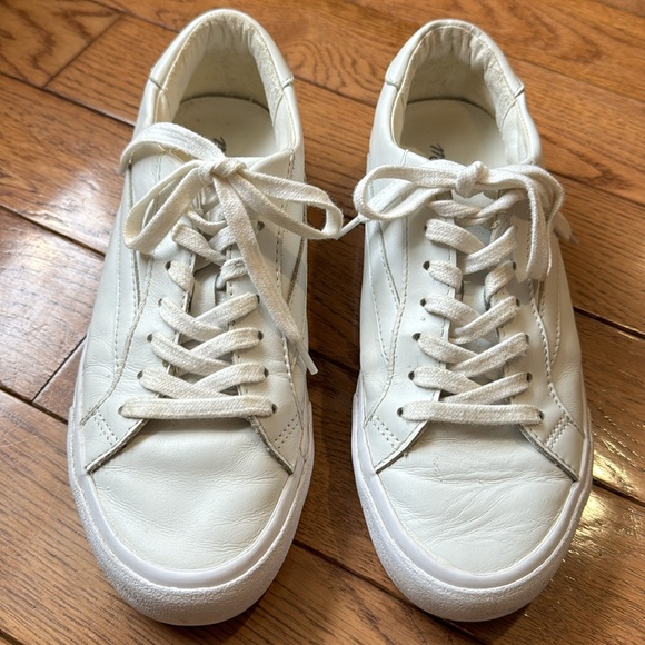 Madewell Low Top Sidewalk White Leather Sneakers - Picture 5 of 12